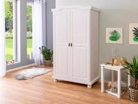 Inter Link Kleiderschrank Hedda Massivholz, mit 5 F&auml;chern, Kleiderstange, wei&szlig;