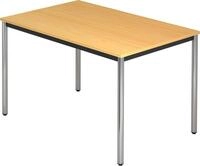 HAMMERBACHER Konferenztisch Besprechungstisch Rundfu&szlig; 120x80 Buche/Chrom