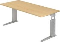 HAMMERBACHER Schreibtisch Schreibtisch C-Fu&szlig; 180x80cm Ahorn/Silber