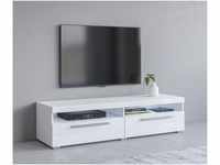 TRENDMANUFAKTUR India TV-Lowboard 140 cm weiß/weiß hochglanz