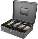 HMF Geldkassette Geldkassette abschlie&szlig;bar, Kasse mit 5 M&uuml;nzf&auml;chern, und 4