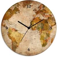 Artland Wanduhr Weltkarte (wahlweise mit Quarz- oder Funkuhrwerk, lautlos ohne