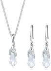 Ohrring und Ketten Set ELLI "Schmuckset Tropfen 925 Silber, mit Kristallen von