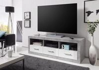 HBZ Lowboard Stone wei&szlig; Hochglanz, TV M&ouml;bel bis 55 Zoll, BxHxT 147x49x45 cm...