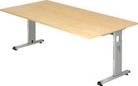 HAMMERBACHER Schreibtisch Schreibtisch C-Fu&szlig; 200x100cm Ahorn/Silber