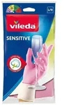 Vileda Latexhandschuhe Sensitiv innen baumwollbeschichtet, 1 Paar rosa L