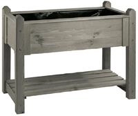 NATIV Hochbeet Pflanzkasten aus Holz, mit Ablagefach