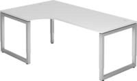 HAMMERBACHER Schreibtisch Schreibtisch O-Fu&szlig; eckig 200x120cm 90 Grad Wei&szlig;/Silber