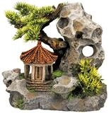 Nobby Aquariendeko Aquariendekoration Tempel an Klippe mit Pflanzen