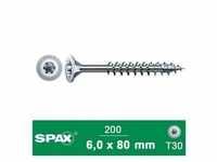 SPAX Spanplattenschraube Spax Senkkopf TX Wirox 6x80 mm 200 Stück/Box