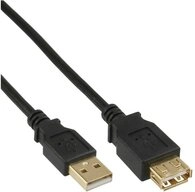 Inline USB 2.0 Verl&auml;ngerung Stecker / Buchse Typ A schwarz Kontakte gold 05m...