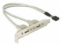 Delock USB 2.0 Slotblende, 10 Pin Header > 2x USB-A Buchse USB-Kabel