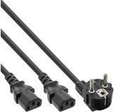 Inline Netz-Y-Kabel, 1x Schutzkontakt ST zu 2x Kaltger&auml;te ST, 1,8m Netzkabel