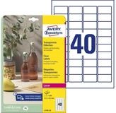 Avery Zweckform Etiketten Etiketten 45,7x25,4 mm 25 Blatt/1000 Etiketten transparent