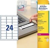 Avery Zweckform Etiketten Etiketten 63,5x33,9mm abziehsicher VE=480 St&uuml;ck wei&szlig;