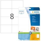 HERMA Etiketten HERMA Etiketten permanent wei&szlig; 105x74mm 10 Blatt 80 St&uuml;ck