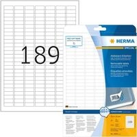 HERMA Etiketten Etiketten wei&szlig; Movables/abl&ouml;sbar 25,4x10mm Special A4 VE=4725
