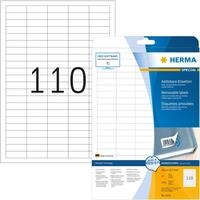 HERMA Etiketten Etiketten wei&szlig; Movables/abl&ouml;sbar 38,1x12,7mm Special A4 VE=2750St