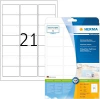 HERMA Etiketten Etiketten wei&szlig; 63,5x38,1mm Premium A4 VE=52,5 St&uuml;ck