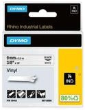 DYMO Beschriftungsband Rhino-Industrie-Vinyletiketten, 9 mm x 5,5 m, schwarz auf