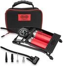 HEYNER Luftpumpe Fu&szlig;luftpumpe Doppelzylinder 2 Zylinder mit Manometer 10 bar +