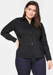 Hemdbluse SHEEGO, Damen, Gr. 44, schwarz, 70% Baumwolle, 27% Polyamid, 3% Elasthan,