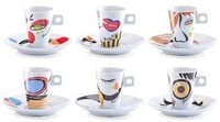 Zeller Present Espressotasse Faces, 12-tlg., Porzellan, 6 Tassen, 6 Untertassen