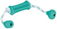 Nobby Zahnpflege-Spielzeug Vollgummi Stick mit Seil Dental Fun zweifarbig