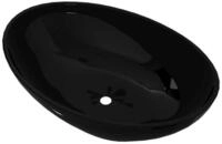 vidaXL Waschbecken, Keramik Waschtisch Waschbecken Oval schwarz 40 x 33 cm