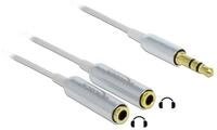 Delock Klinkekabel 3,5mm -> 2x 3,5mm St/Bu 0.25m wei&szlig; Audio-Kabel
