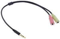 Inline InLine&reg; Audio Headset Adapterkabel, 3,5mm Klinke Stecker 4pol. an 2x