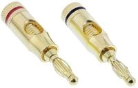 Inline Lautsprecherstecker Bananen ST, Schraubver., Metall, vergoldet, 1x rot,...