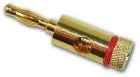 Goobay Rundstecker Bananenstecker vergoldet, Farbring rot