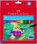 Faber-Castell Maltuch Kinder-Aquarellfarbstifte 24 Aquarellfarben + Pinsel im