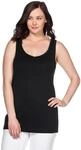 Tanktop SHEEGO, Damen, Gr. 40, schwarz, 100% Baumwolle, unifarben, V-Ausschnitt, Tops
