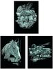 MAMMUT Spiel und Geschenk Kunstdruck Pferde, Silber, 3 Motive, 20 x 25,2 cm