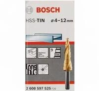 BOSCH Stufenbohrer Bosch Stufenbohrer HSS-TiN, 4 - 12 mm, 6 mm, 65 mm, 9 Stufen
