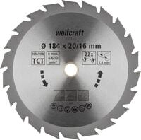 Wolfcraft Kreiss&auml;geblatt Wolfcraft Kreiss&auml;geblatt &Oslash; 184 mm Bohrung &Oslash; 16 mm