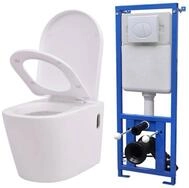 vidaXL Tiefsp&uuml;l-WC, H&auml;nge-Toilette mit Einbau-Sp&uuml;lkasten Keramik Wei&szlig;