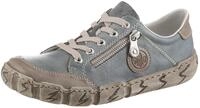 Sneaker RIEKER, Damen, Gr. 36, blau (graublau, taupe), Leder, Lederimitat, used,