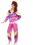Smiffys Kost&uuml;m 80er Jahre Trainingsanzug rosa-lila, 80er Jahre Outfit in feinstem