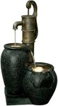 dobar Gartenbrunnen Gro&szlig;er Design-Gartenbrunnen mit Zier-Handpumpe