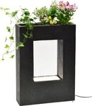 dobar Gartenbrunnen Gro&szlig;er Design-Gartenbrunnen mit LED&acute;s rechteckig