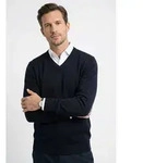 OLYMP V-Ausschnitt-Pullover OLYMP Strick Casual klassischer Strickpullover blau S