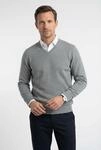 V-Ausschnitt-Pullover OLYMP "OLYMP Strick Casual", Herren, Gr. S, grau (silbergrau),