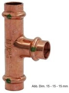 Viega Wasserrohr Viega Profipress T-St&uuml;ck Kupfer, Serie 2418, 15-15-15 mm