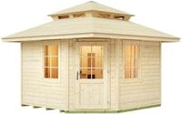 weka Saunahaus Kurikka, BxTxH: 380 x 380 x 315 cm, 28 mm, mit Blockbohlen und
