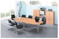 HAMMERBACHER Konferenztisch Chicago, B 280 cm, Tonnenform, bis 10 Personen, mit