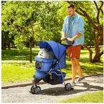 PawHut Hundebuggy Katzenwagen Haustierbuggy verstellbares Verdeck Aufbewahrungskorb,