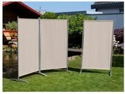 Leco Stellwand Sonnenschutz/ Windschutz (mit Stahlrohrgestell, natur), 3-teilig
